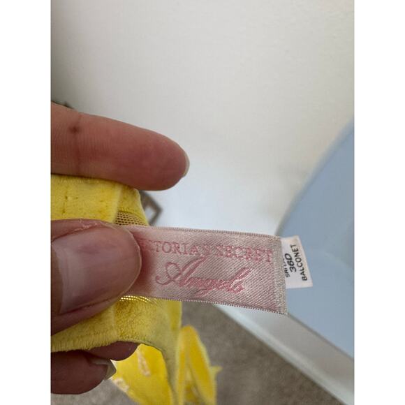 Victoria’s Secret Angels Yellow Floral Lace Balconet Bra 36D - Picture 5 of 7